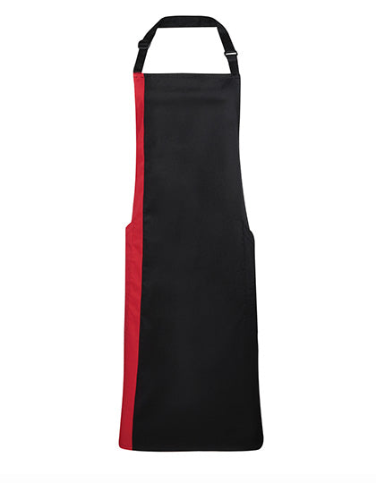 Premier Workwear - Colours Collection Contrast Bib Apron - Black / Red (ca. Pantone 200C)