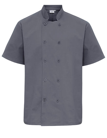 Premier Workwear - Short Sleeve Chef´s Jacket - Steel (ca. Pantone 7545C)