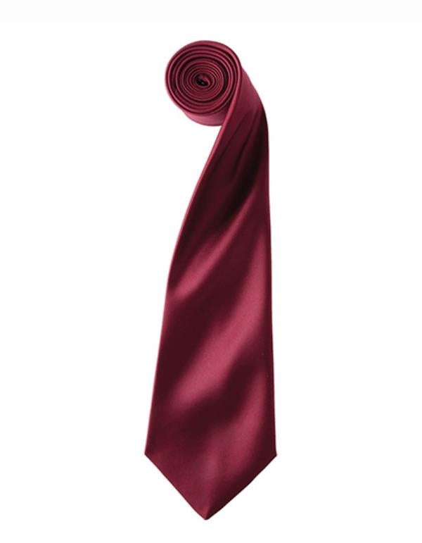 Premier - Colours Collection Satin Tie - Burgundy