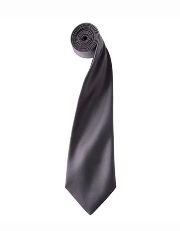 Premier - Colours Collection Satin Tie - Dark Grey