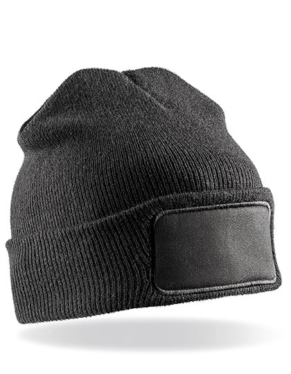 Result Winter Essentials - Dubbellaags Knitted Muts met Patch - Black