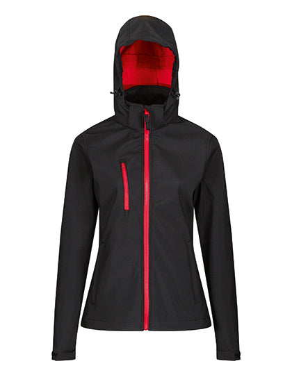Regatta Professional - Women´s Venturer 3-Layer Printable Hooded Softshell Jacket - Black / Classic Red