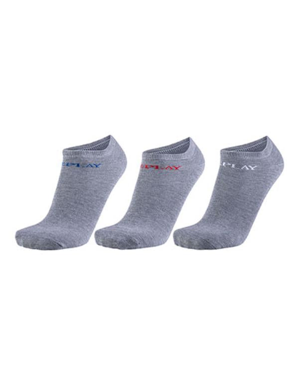 Replay - 3 Pack Liner Enkelsokken - Grey Melange