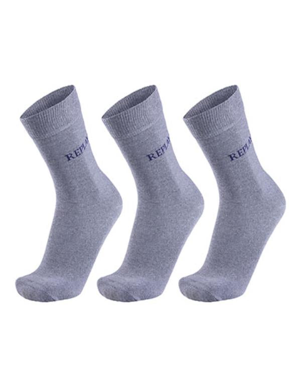 Replay - 3 Pack Casual Hoge Sokken - Grey Melange/Dark Blue