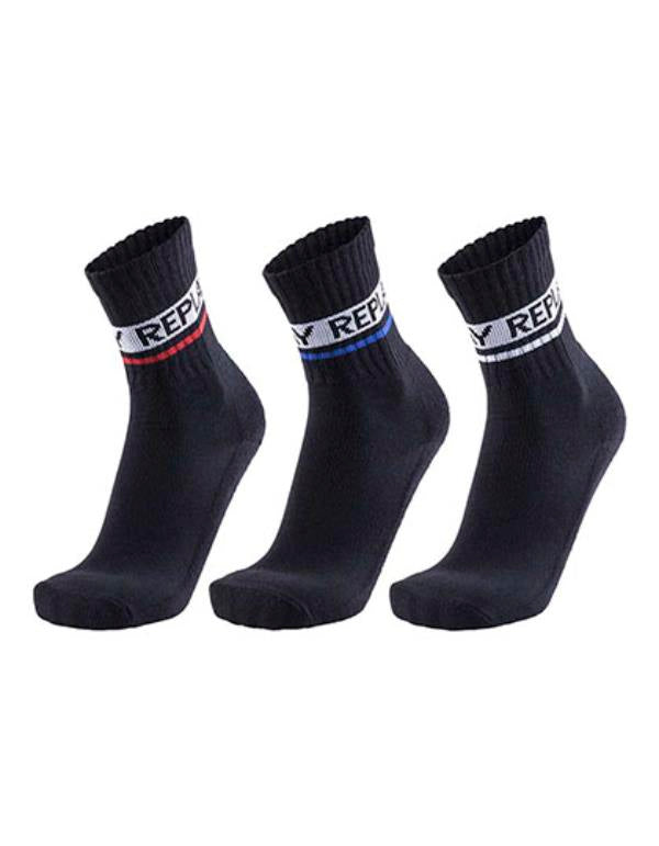 Replay - 3 Pack Tennis Sokken - Black/Black