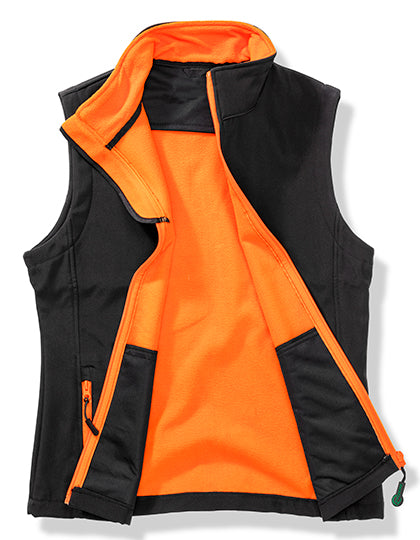 Result Genuine Recycled - Women´s Printable Softshell Bodywarmer with Recycled Fleece Inner - Black / Orange