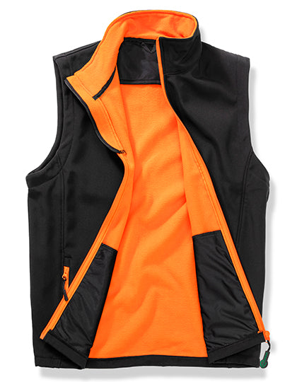 Result Genuine Recycled - Men's Printable Softshell Bodywarmer with Recycled Fleece Inner - Black / Orange