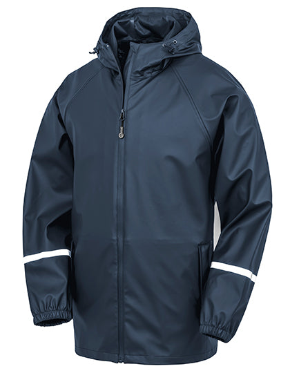 Result Genuine Recycled - Prism PU Waterproof Jacket with Reflective Bands & Recycled Backing - Navy