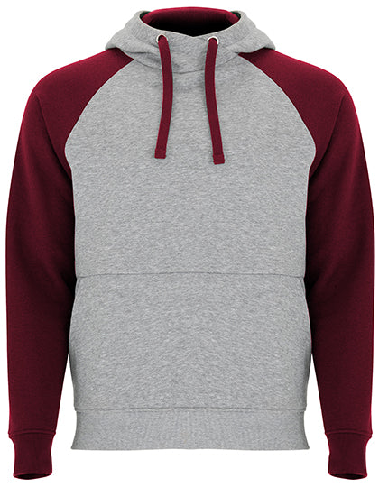 Roly - Badet Twee Kleurige Hoodie - Heather Grey 58/Garnet Red 57