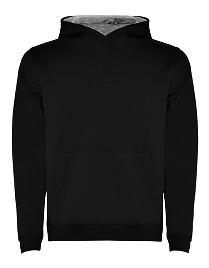 Roly - Kids´ Urban Hooded Sweatshirt - Black 02 / Heather Grey 58