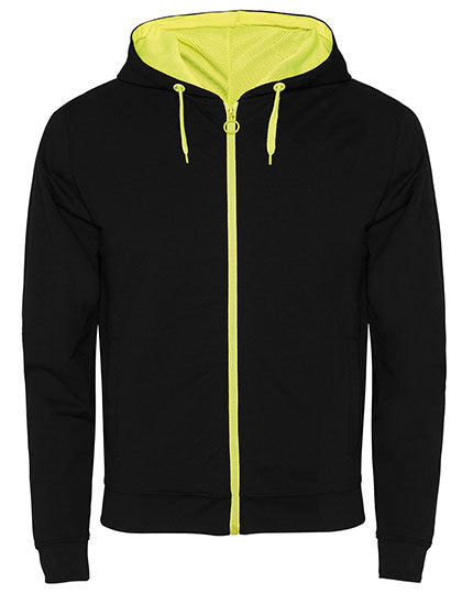 Roly - Fuji Sweater met Rits - Black 02/Fluor Yellow 221