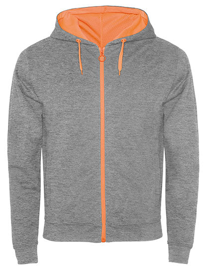 Roly - Fuji Sweater met Rits - Heather Grey 58/Fluor Orange 223