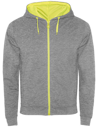 Roly - Fuji Sweater met Rits - Heather Grey 58/Fluor Yellow 221