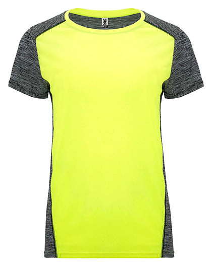 Roly Sport - Zolder Dames T-Shirt - Fluor Yellow 221/Heather Black 243