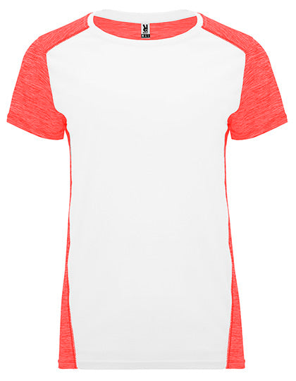 Roly Sport - Zolder Dames T-Shirt - White 01/Heather Fluor Coral 244