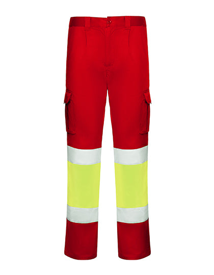 Roly Workwear - Trousers Daily Stretch Hi-Viz - Red 60 / Fluor Yellow 221