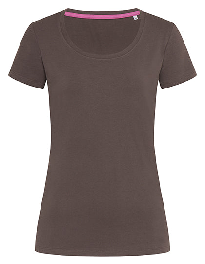 Stedman - Claire Crew Neck  Dames T-Shirt- Dark Chocolate