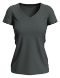 Claire V-Hals Dames T-Shirt- Slate Grey (Effen)