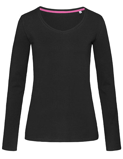 Stedman - Claire V-Hals Dames T-Shirt Lange mouwen - Black Opal