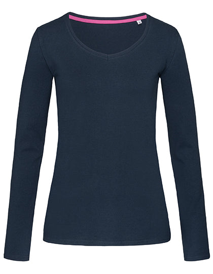 Stedman - Claire V-Hals Dames T-Shirt Lange mouwen - Marina Blue