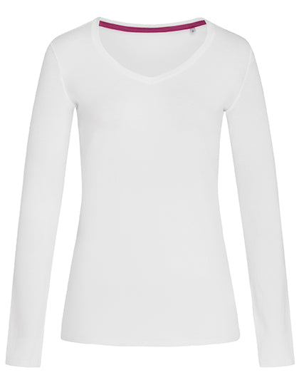 Stedman - Claire V-Hals Dames T-Shirt Lange mouwen - White