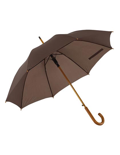 L-merch - Automatic Umbrella With Wooden Handle Tango - Dark Brown