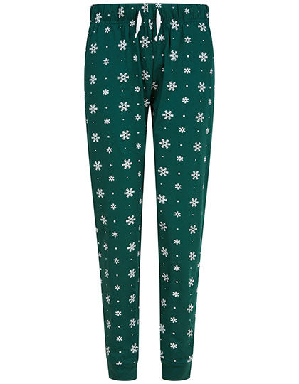 SF Women - Cuffed Dames Lounge Broek - Bottle/White Snowflakes