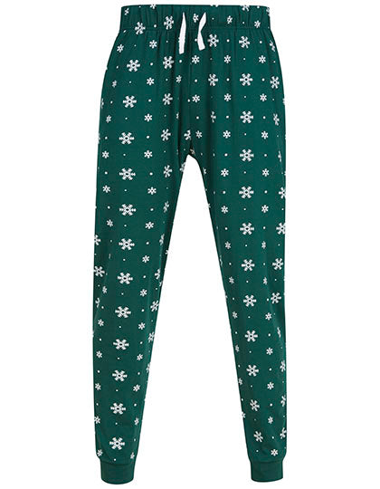 SF Men - Cuffed Lounge Broek - Bottle/White Snowflakes