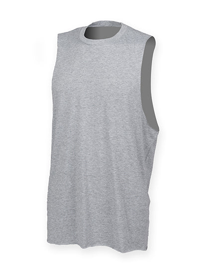 SF Men - High Neck Slash Armhole Tanktop - Heather Grey