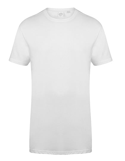 SF Men - Longline T-Shirt met Ronde Achterkant - White