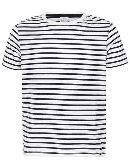SF Minni - Striped Kinder T-Shirt - White/Oxford Navy