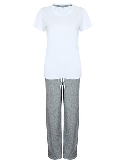 Towel City - Set In Lange Broek Dames Pyjama Set - White/Heather Grey