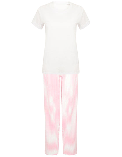 Towel City - Set In Lange Broek Dames Pyjama Set - White/Pink