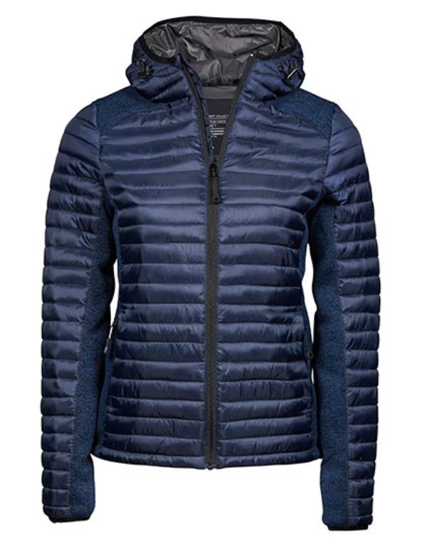 Tee Jays - Dames Hooded Outdoor Crossover Jacket - Navy/Navy Melange