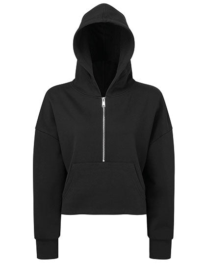 TriDri - Dames Hoodie met halve Rits - Black