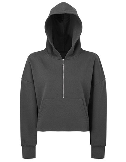TriDri - Dames Hoodie met halve Rits - Charcoal