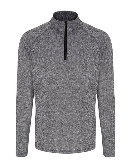 TriDri - Performance Longsleeve met 1/4 Rits T-Shirt - Black Melange/Black