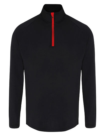TriDri - Performance Longsleeve met 1/4 Rits T-Shirt - Black/Red