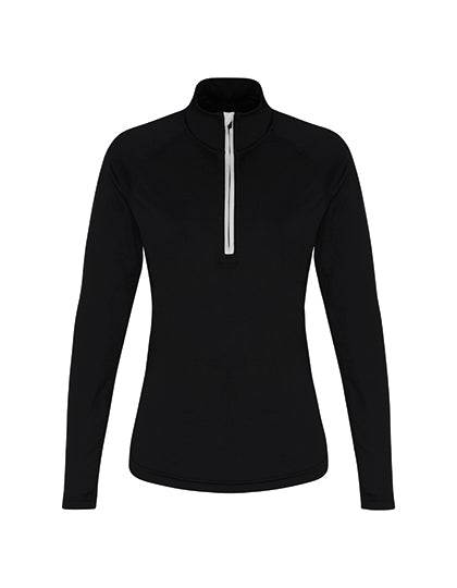 TriDri - Performance Longsleeve met 1/4 Rits Dames T-Shirt - Black/White