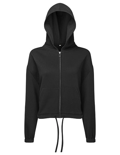 TriDri - Drawstring Dames Hoodie met Rits Recycled - Black