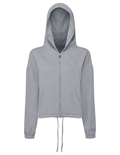 TriDri - Drawstring Dames Hoodie met Rits Recycled - Heather Grey