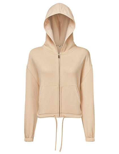 TriDri - Drawstring Dames Hoodie met Rits Recycled - Nude
