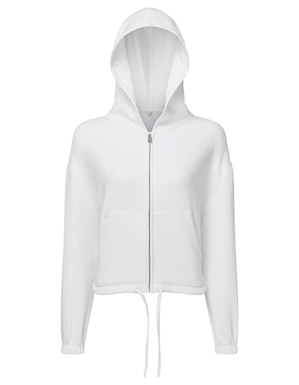 TriDri - Drawstring Dames Hoodie met Rits Recycled - White
