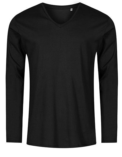 X.O by Promodoro - Men´s V-Neck T-Shirt Long Sleeve - Black