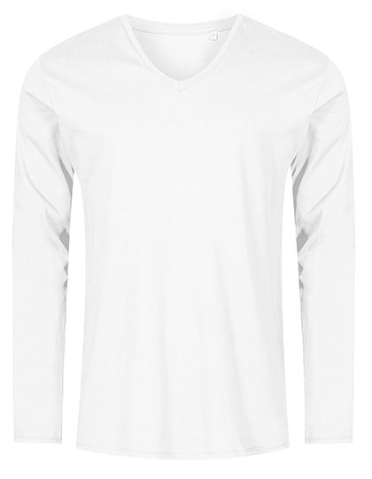 X.O by Promodoro - Men´s V-Neck T-Shirt Long Sleeve - White