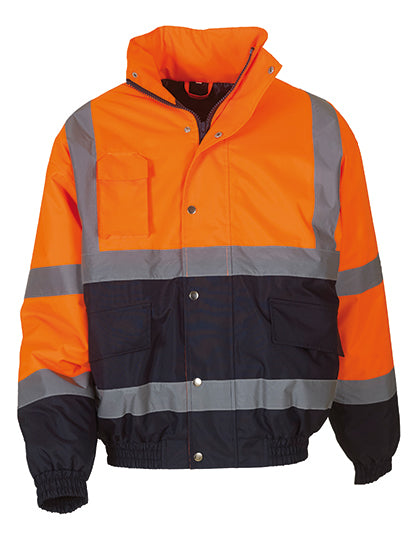 YOKO - Hi-Vis Two-Tone Bomber Jacket - Hi-Vis Orange / Navy