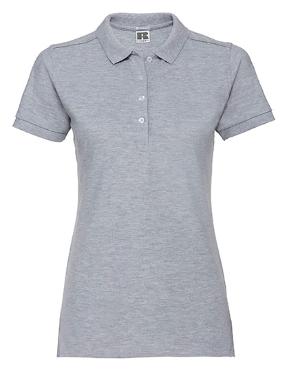 Russell - Fitted Dames Stretch Polo - Light Oxford (Heathe