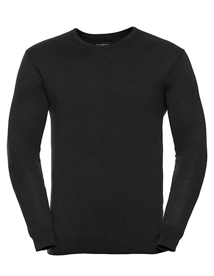 Russell Collection - Men´s V-Neck Knitted Pullover - Black L (uitverkoop)