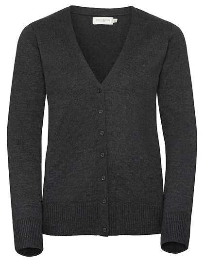 Russell Collection - V-Hals Dames Knitted Cardigan - Charcoal Marl