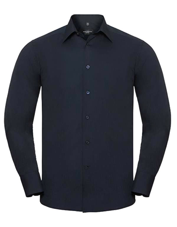 Russell Collection - Men's Long Sleeve Tailored Polycotton Poplin Shirt - French Navy 4XL (49/50) (uitverkoop)